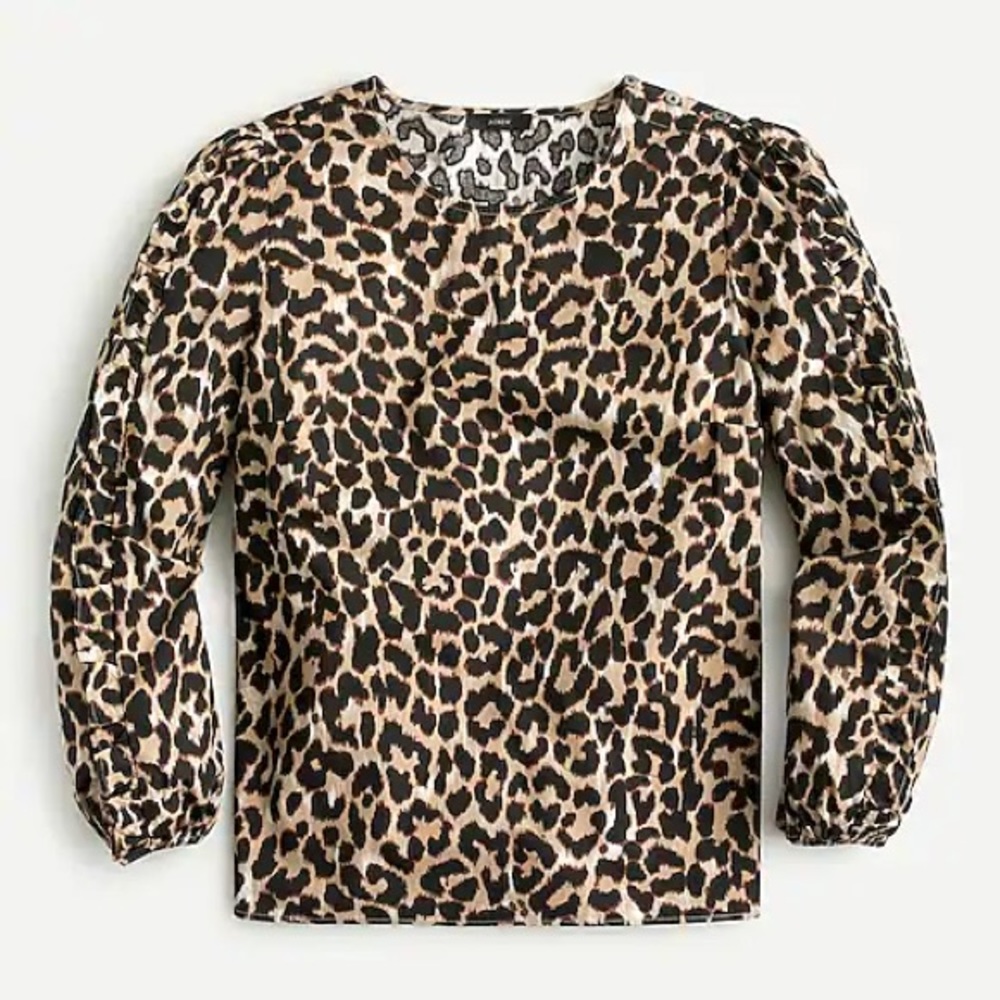 J. Crew Ruffle-sleeve Top In Leopard - Picture 5 of 14